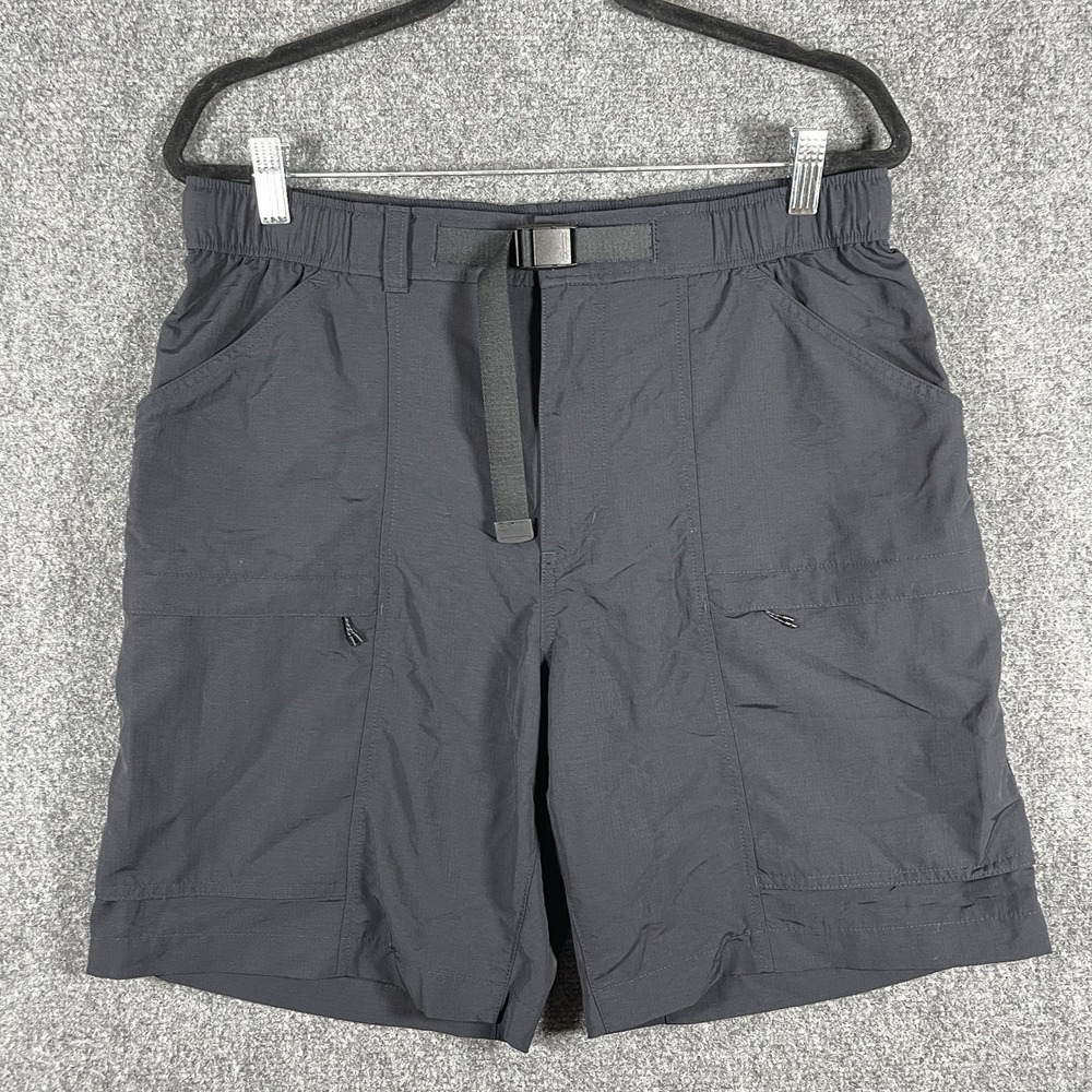 Uniqlo Geared Utility Shorts Black Nylon Ripstop Cargo 8" Belted Mens Medium